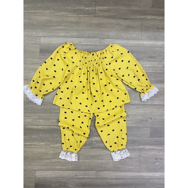 Bộ Pijama hoa nhí viền ren