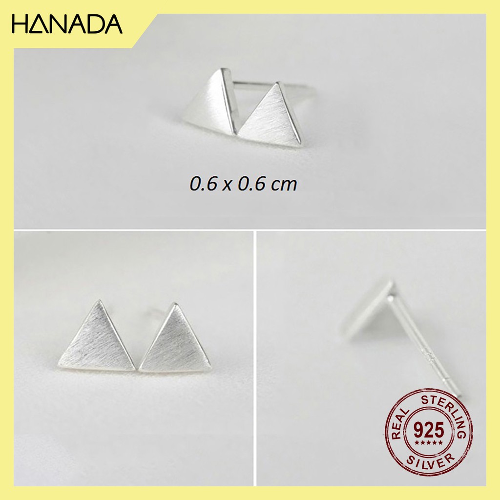 Bông Tai Bạc 925 Hanada 0460 Tam Giác Nhám A6