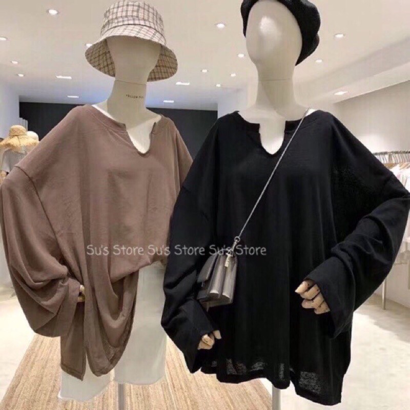 [Rẻ Vô Địch Áo Thun Giấy Oversize Cổ Xẻ A1027 RUBYSTORE