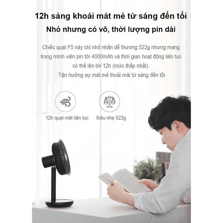Quạt để bàn tích điện Xiaomi ALSolove F5 pin 4000mAh