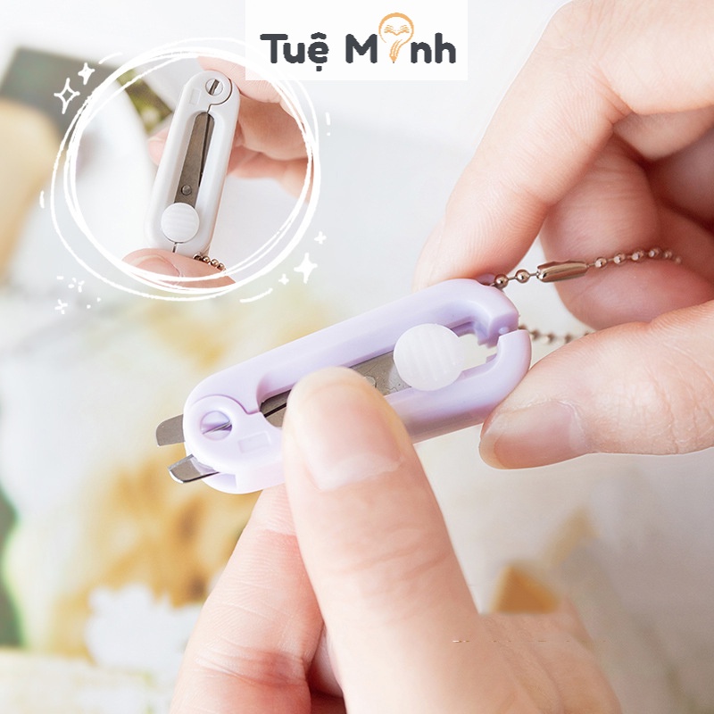 Kéo mini gấp gọn màu Pastel treo móc khóa C11 bỏ túi, kéo cắt sticker, giấy thủ công tiện lợi