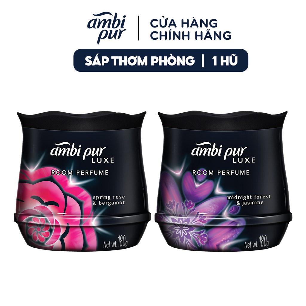 Sáp Thơm AMBIPUR Luxe 180G Hương Gỗ Rừng Và Hoa Nhài/ Hoa Hồng Và Cam Bergamot