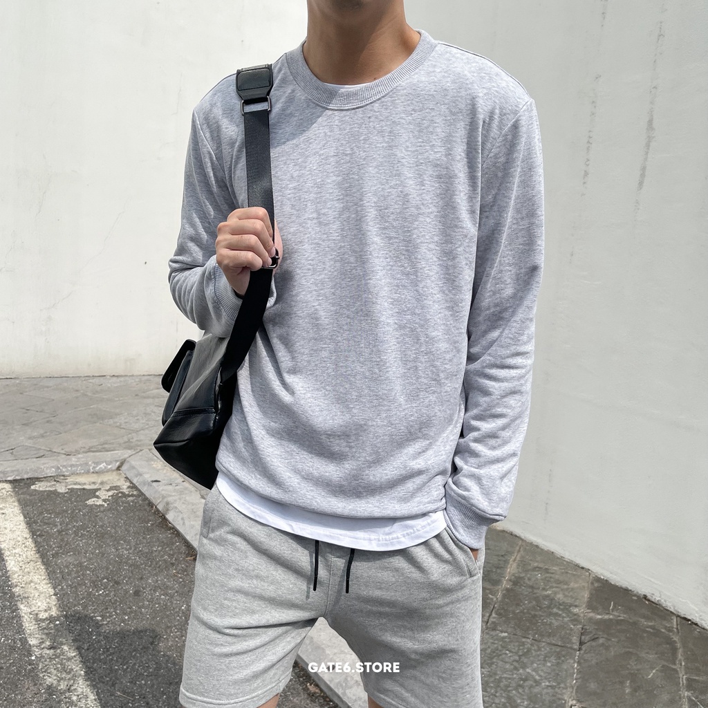 Áo Nỉ Nam Essentials BT basic, áo cổ tròn vải nỉ cotton 100% định lượng 320gms style Hàn GATE6 - #4711