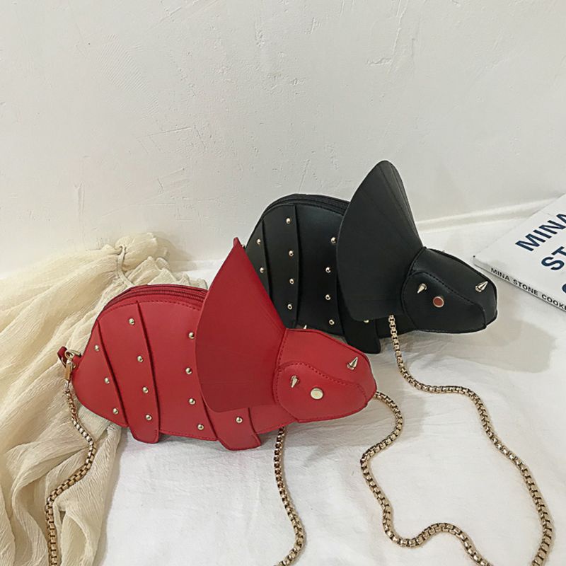 Túi Đeo Chéo Da PU Hình Khủng Long Đính Đinh Tán Thời Trang Cho Nữ