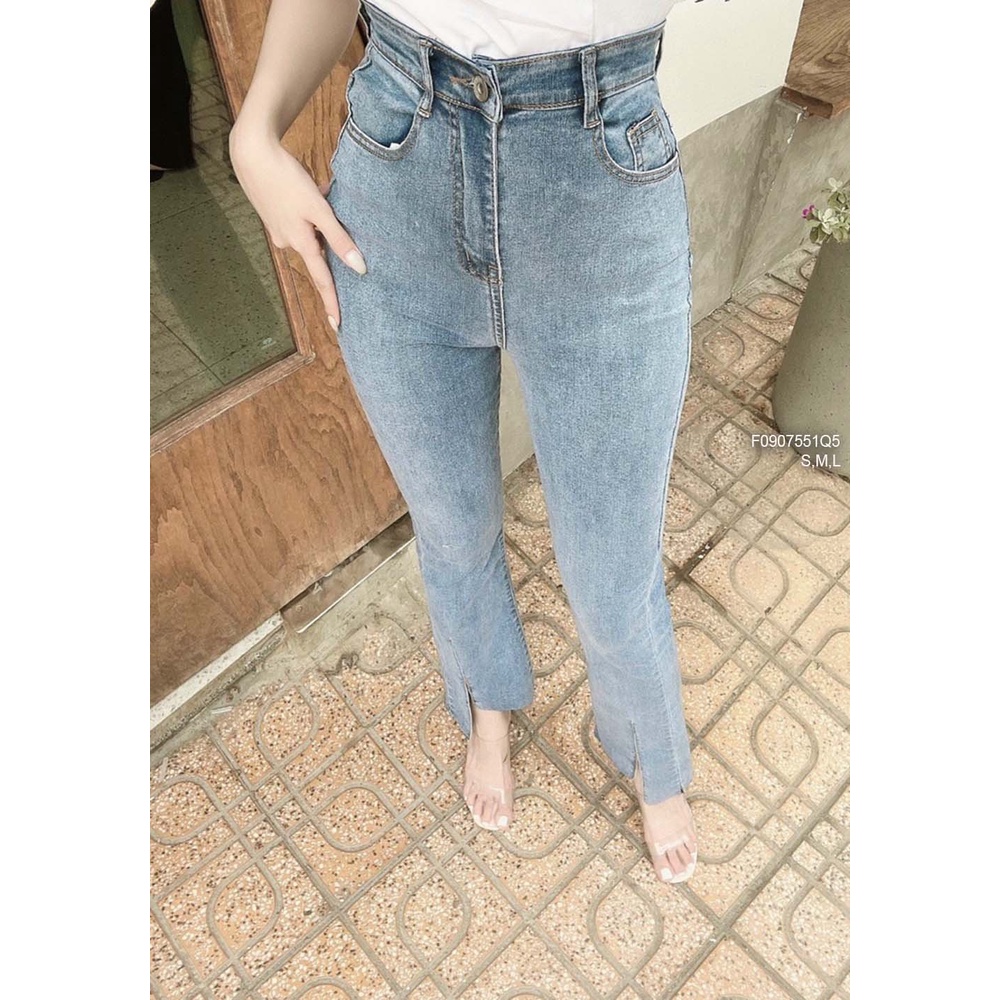 Quần jean dài ống xẻ lưng cao tôn dáng!