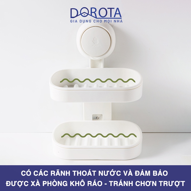 Kệ để xà phòng 2 tầng cao cấp DOROTA đa tính năng công nghệ hút chân không giá đỡ chống nước AW596