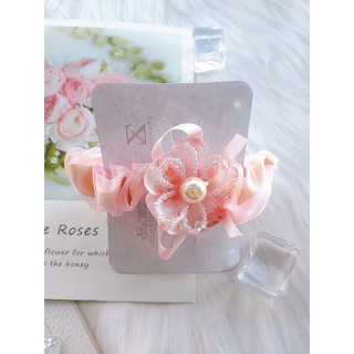 Cột tóc nữ Scrunchie vải voan hoa đính đá nữ tính