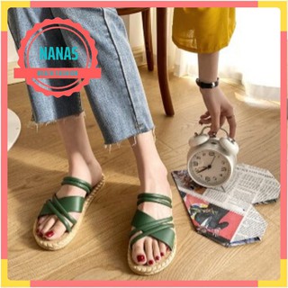 Sandal nữ ❤️ freeship_50k❤️sandal nữ giả cói màu xanh đi biển chống nước