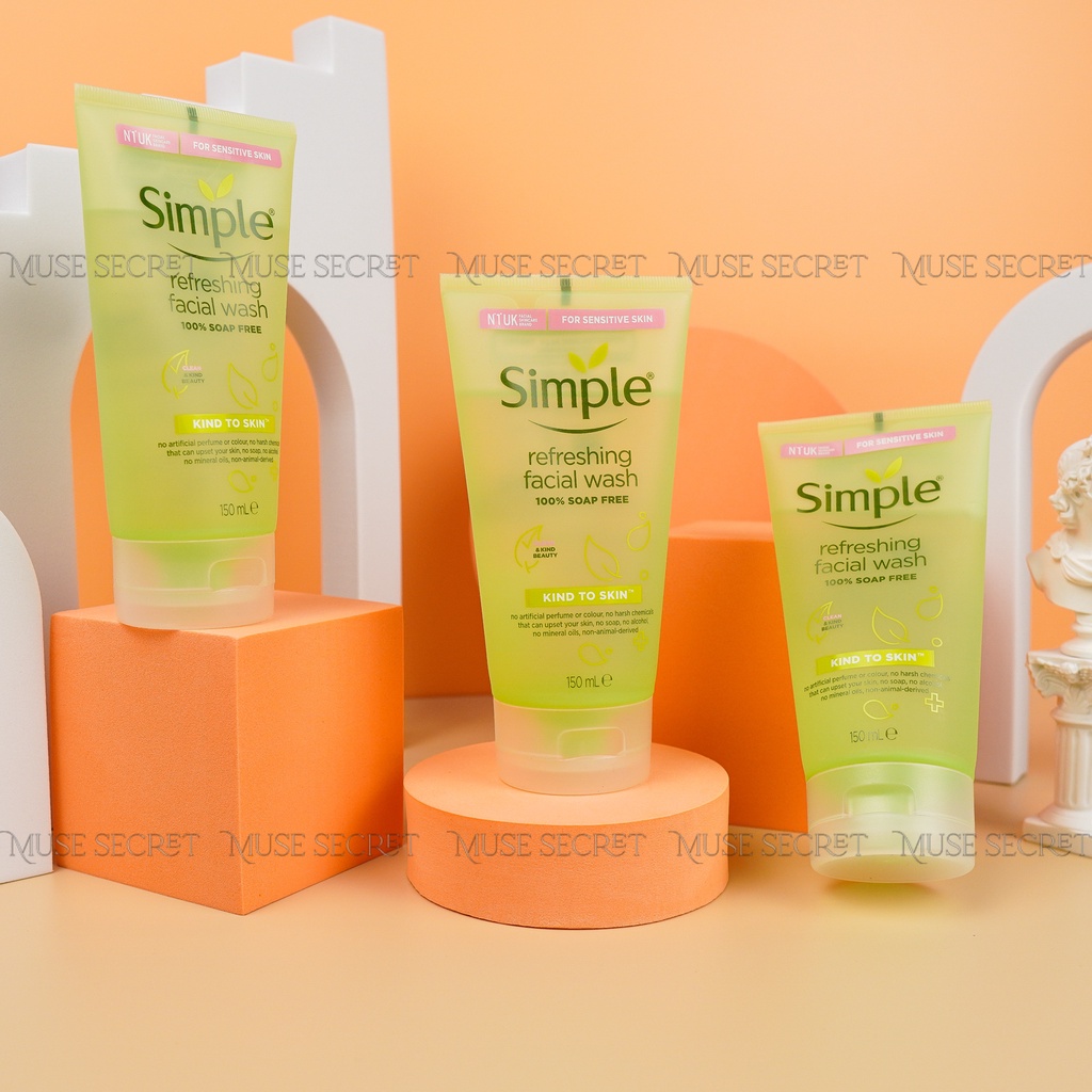 [Quà Tặng Khẩu Trang] Sữa Rửa Mặt Simple - Kind To Skin Refreshing Facial Wash Gel dịu nhẹ giúp da sạch thoáng 150ml | BigBuy360 - bigbuy360.vn