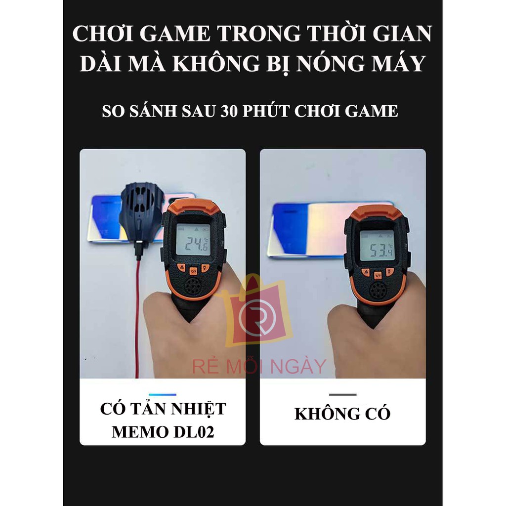 Quạt tản nhiệt MEMO DL02 cho điện thoại - Tản nhiệt sò lạnh bán dẫn làm mát tức thì tăng hiệu năng - Type C và Lighting