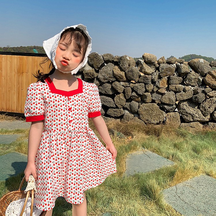 Váy hè, váy đi biển cho bé gái họa tiết cực xinh vải thô mềm xuân hè 2022
