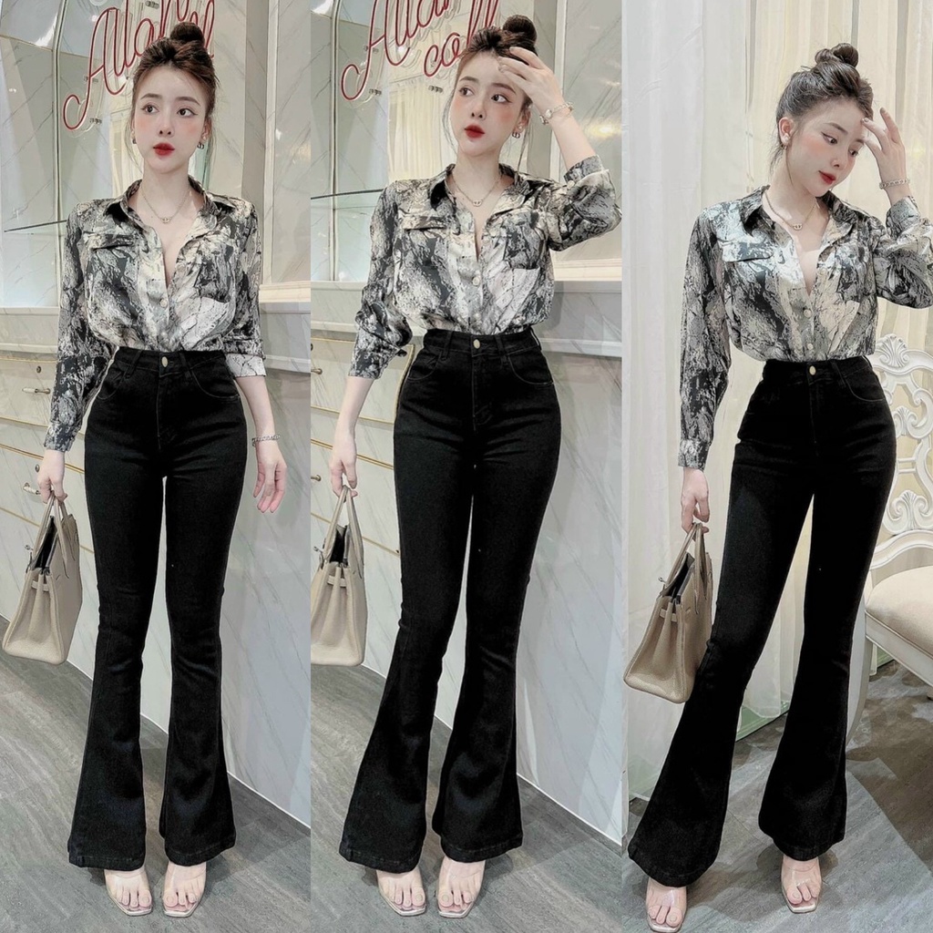 QUẦN JEANS ỐNG LOE LƯNG CAO (KÈM VIDEO HÌNH THẬT)