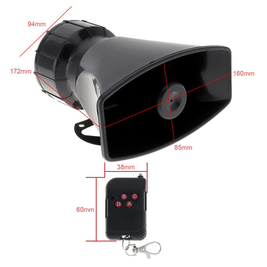 Loa còi xe cảnh sát 12V 100W kèm phụ kiện