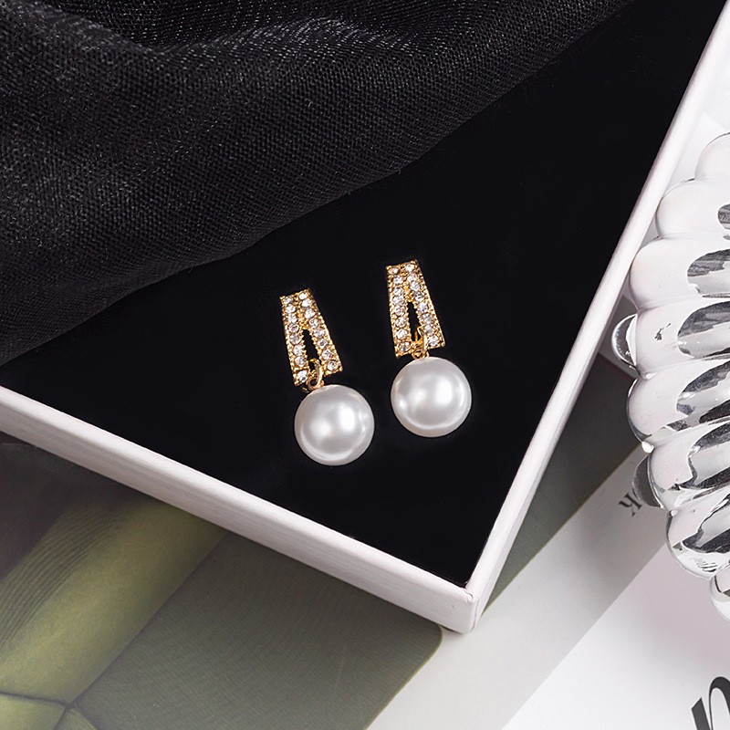 Zing Silver Needle Pearl Temperament Earrings All-match exquisite long pendant earrings Korean earrings