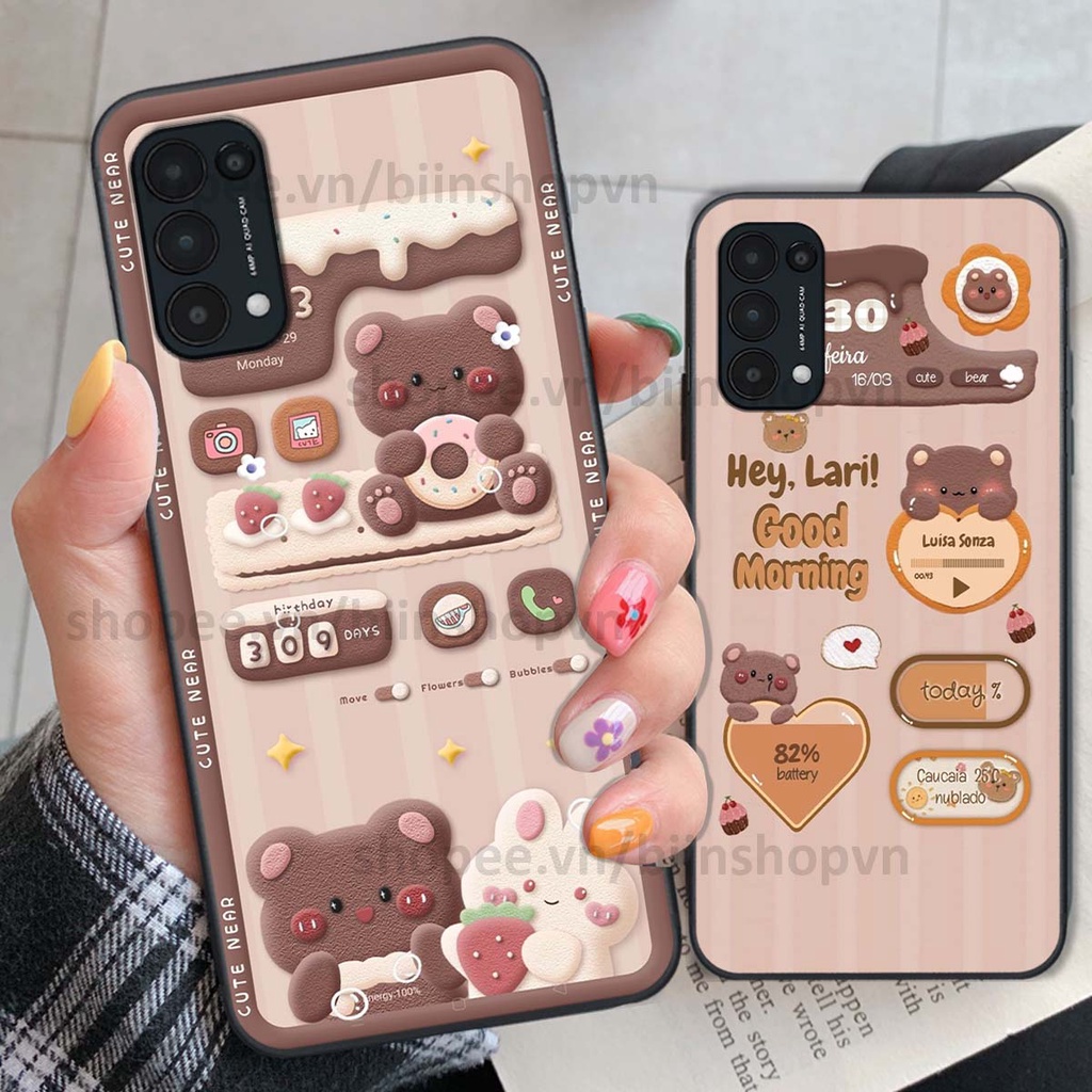 Ốp Oppo Reno5 4G / Reno5 5G / Reno 5 in 3D icon gấu nổi siêu xinh, siêu đáng yêu, cá tính phong cách