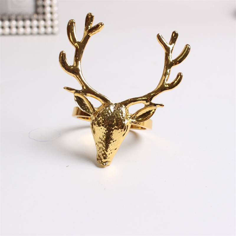 Bộ 6 Vòng Nhẫn Giữ Khăn Ăn Hình Tuần Lộc Khoét Rỗng Dùng Trang Trí Bàn Tiệc Giáng Sinh