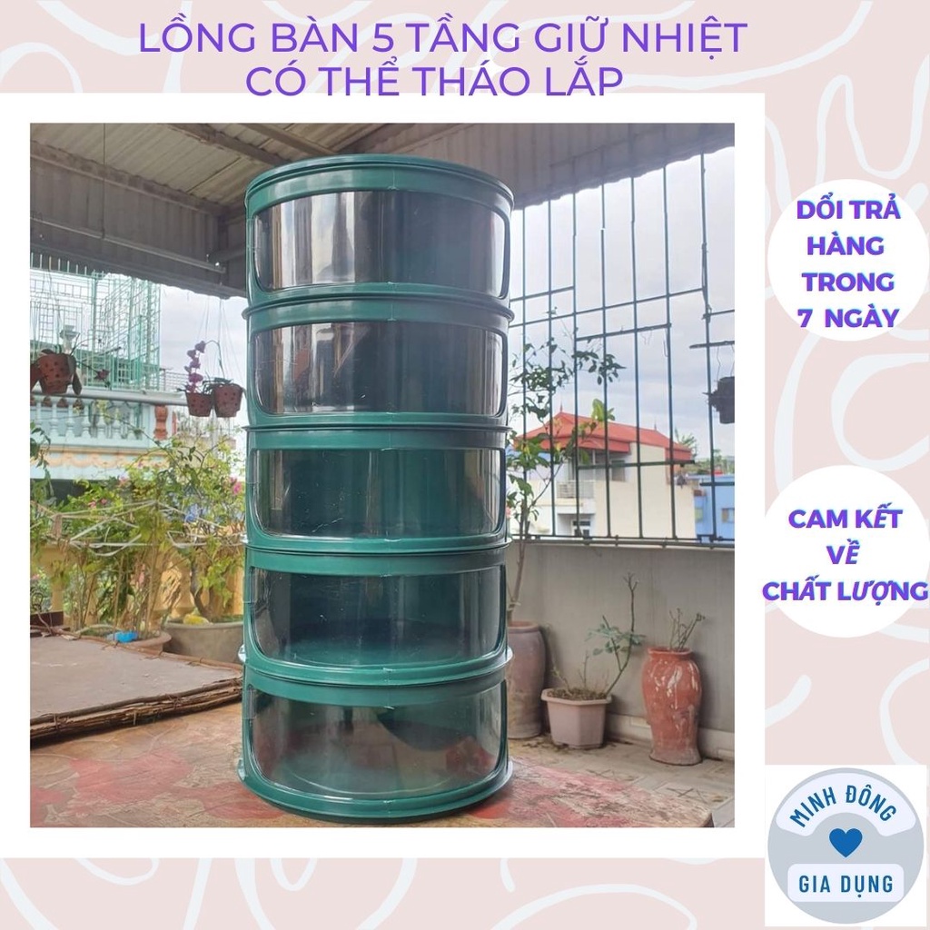 Lồng bàn 5 tầng giữ nhiệt thông minh nhiều tầng gấp gọn, Hộp bảo quản thực phẩm chống bụi tiện dụng