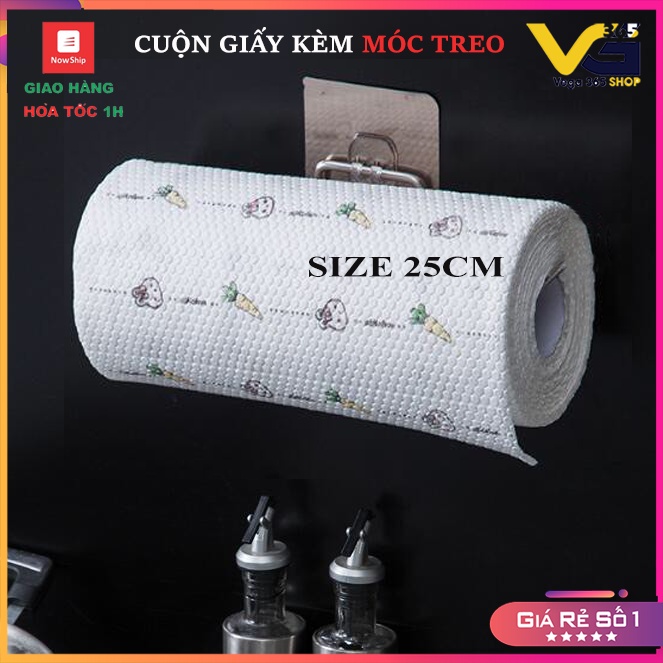 [ KÈM KỆ TREO GIẤY ] Cuộn giấy lau SIZE 25CM GIặt Tái Sử dụng, Giấy vải không dệt cực Dai