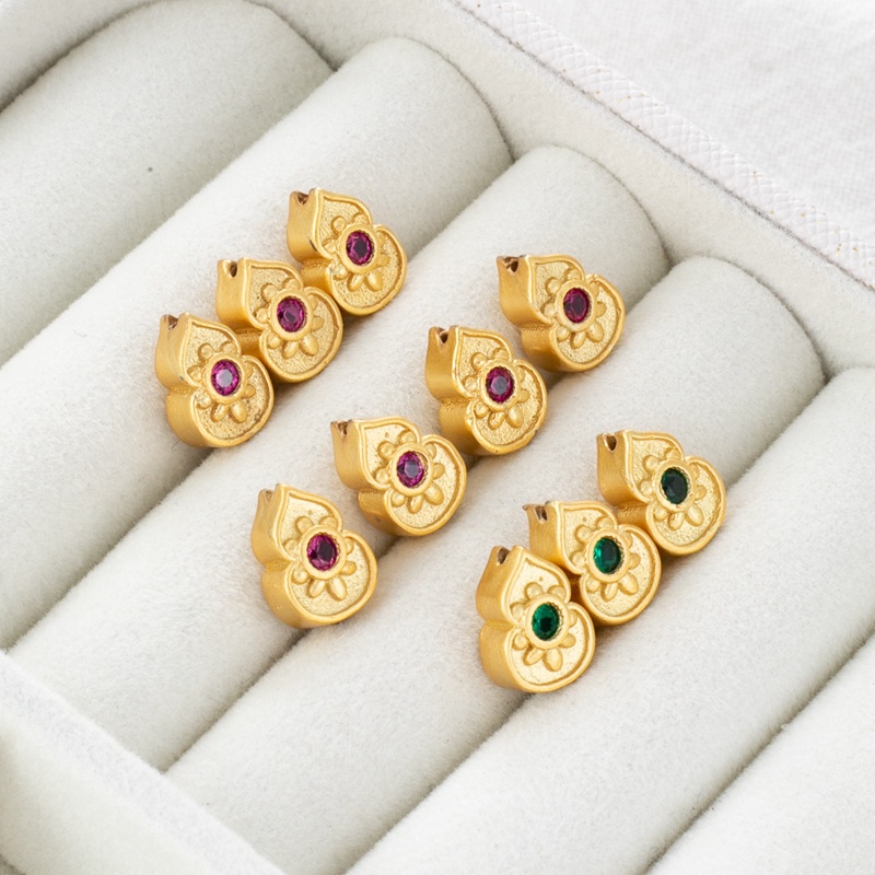 Hạt Đá Zircon Màu Vàng Đồng 18k Đục Lỗ Kích Thước 7 * 10mm Làm Vòng Tay Dây Chuyền Trang Sức