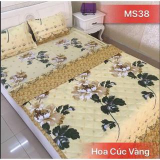 Xả lỗ 50% bộ ga gối 1m8 poly mẫu hoang gia xanh