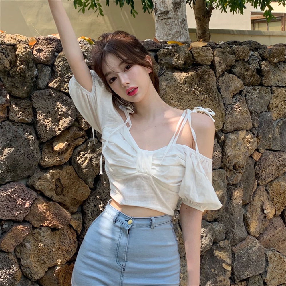 Porozi  Áo trễ vai  phong cách Hàn Quốc xinh xắn cho nữ