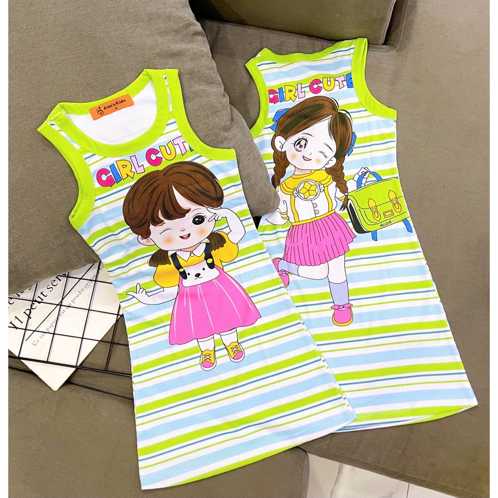 Váy đầm bé gái size 3-5 tuổi thun gân lạnh Jennie kids J497