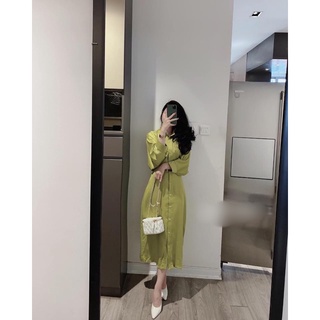 Váy sơ mi lụa xanh cốm