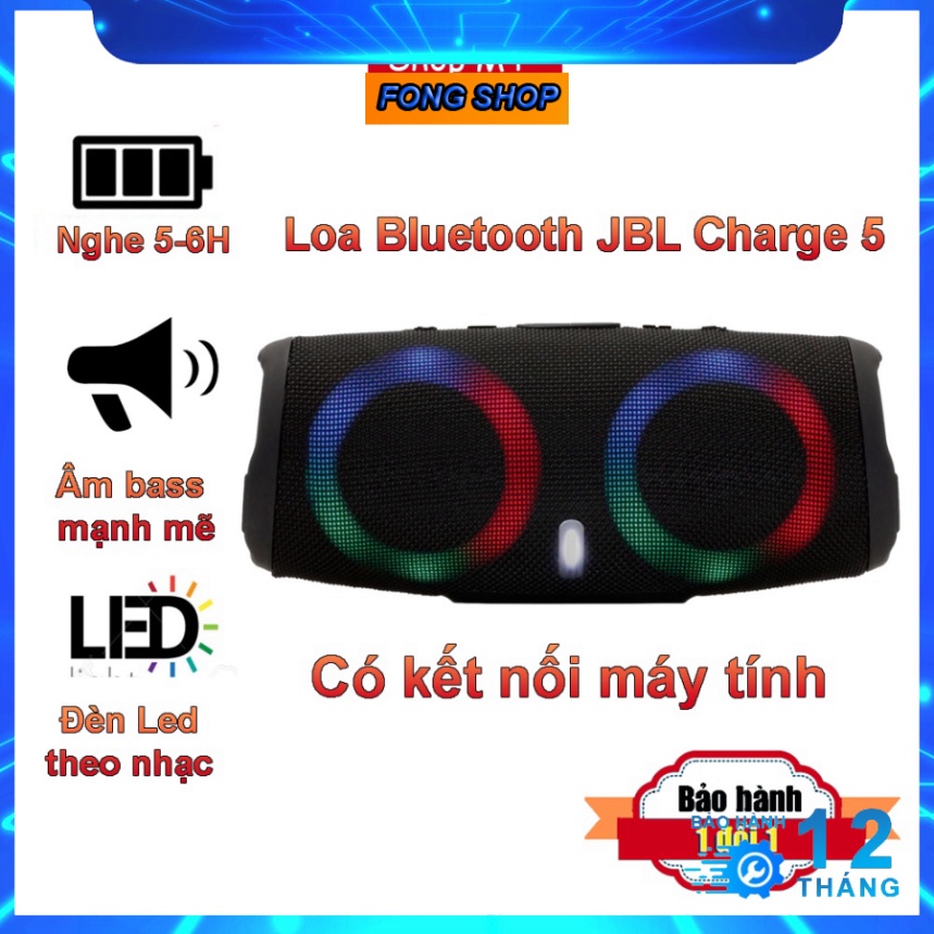 Loa bluetooth jpl charge 5 không dây 2021 âm thanh lớn bass khỏe pin trâu có kết nối máy tính - Bảo hành 1
