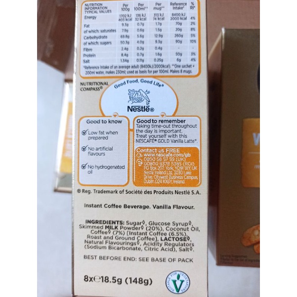 [Mã GROXUAN1 giảm 8% đơn 150K] NesCafe Gold Vị Vanilla - Cappuccino ( 8 gói x 18,5g ) | BigBuy360 - bigbuy360.vn