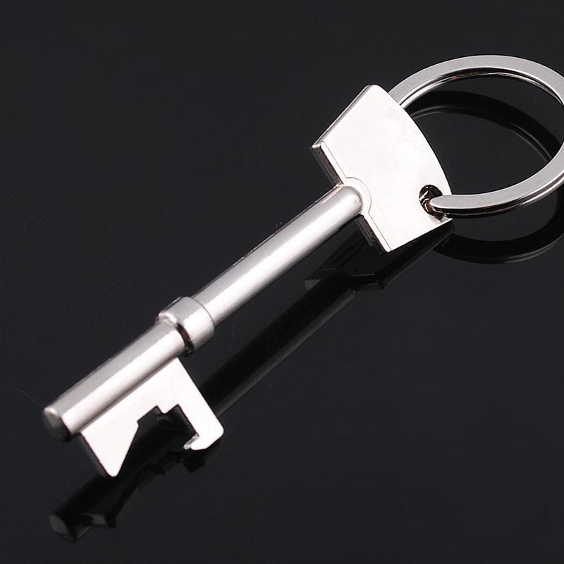 Dụng cụ mở nắp chai hình chìa khóa kiêm móc khóa bằng thép không gỉ