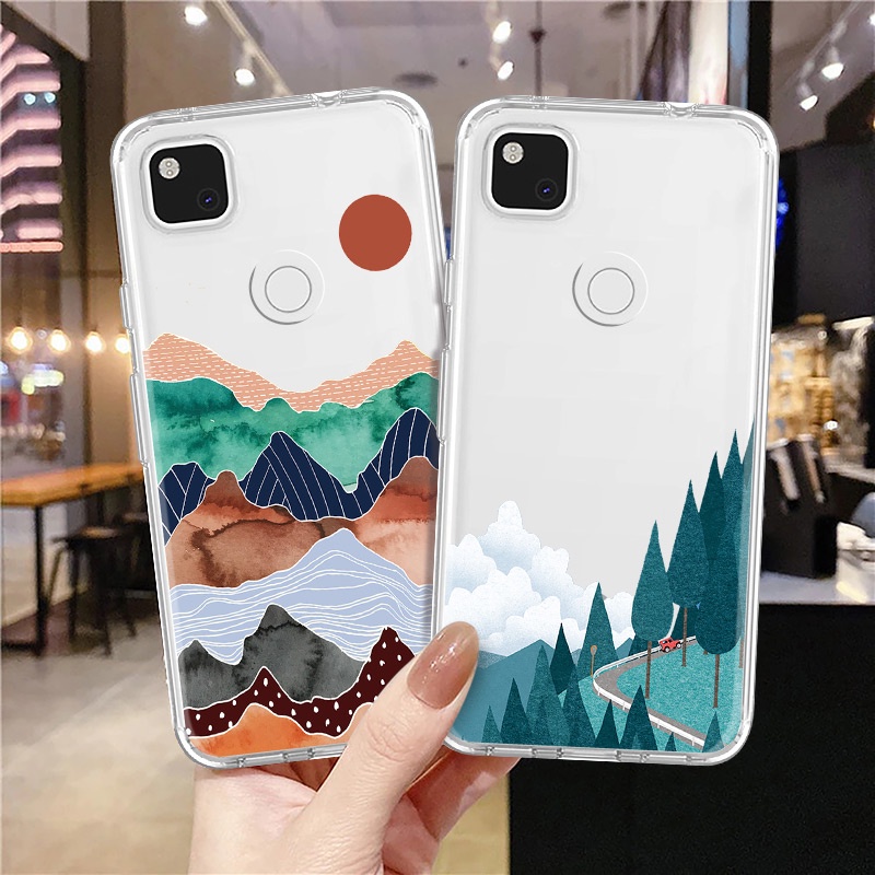 Ốp điện thoại mềm chống sốc trong suốt siêu mỏng họa tiết phong cảnh cho Google Pixel 3a 3 2 XL 3XL 4a 5