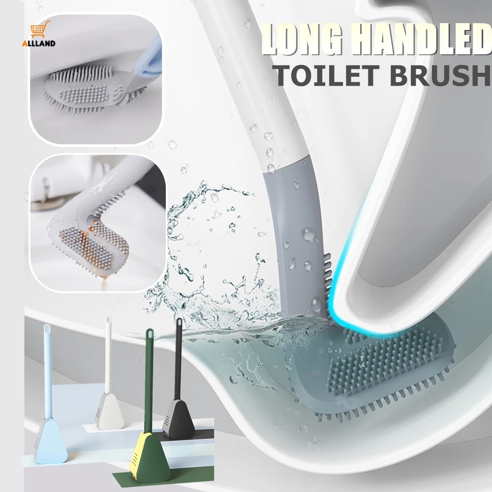 Bàn Chải Silicone Cán Dài Uốn Cong Vệ Sinh Toilet Tiện Dụng