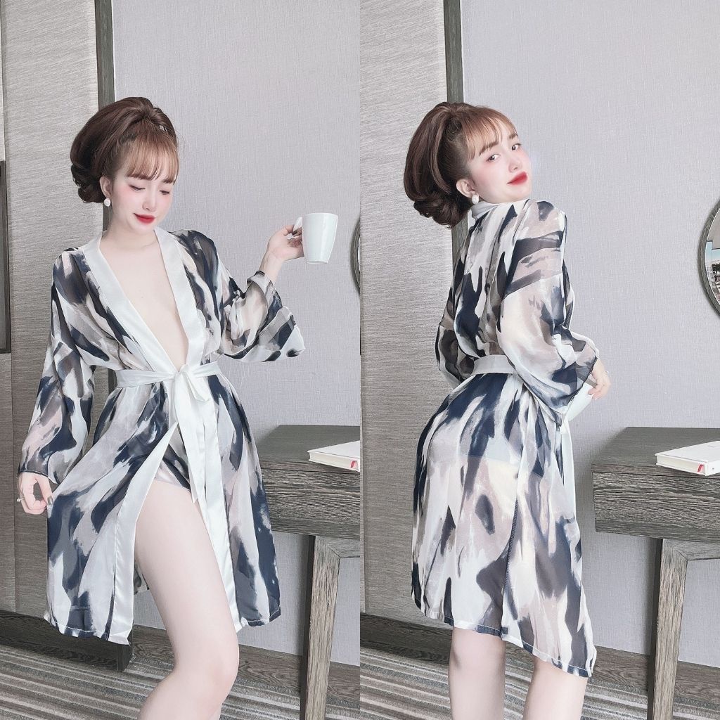 Váy ngủ áo choàng ❣️FREE SHIP❣️ Đầm ngủ sexy lụa Chiffon Chất Siêu Mát Dáng Siêu Xinh &lt;70kg