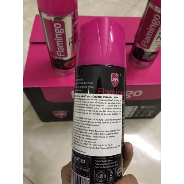 Bình đánh bóng đồ da và gỗ công nghệ nano flamingo F004 450ml
