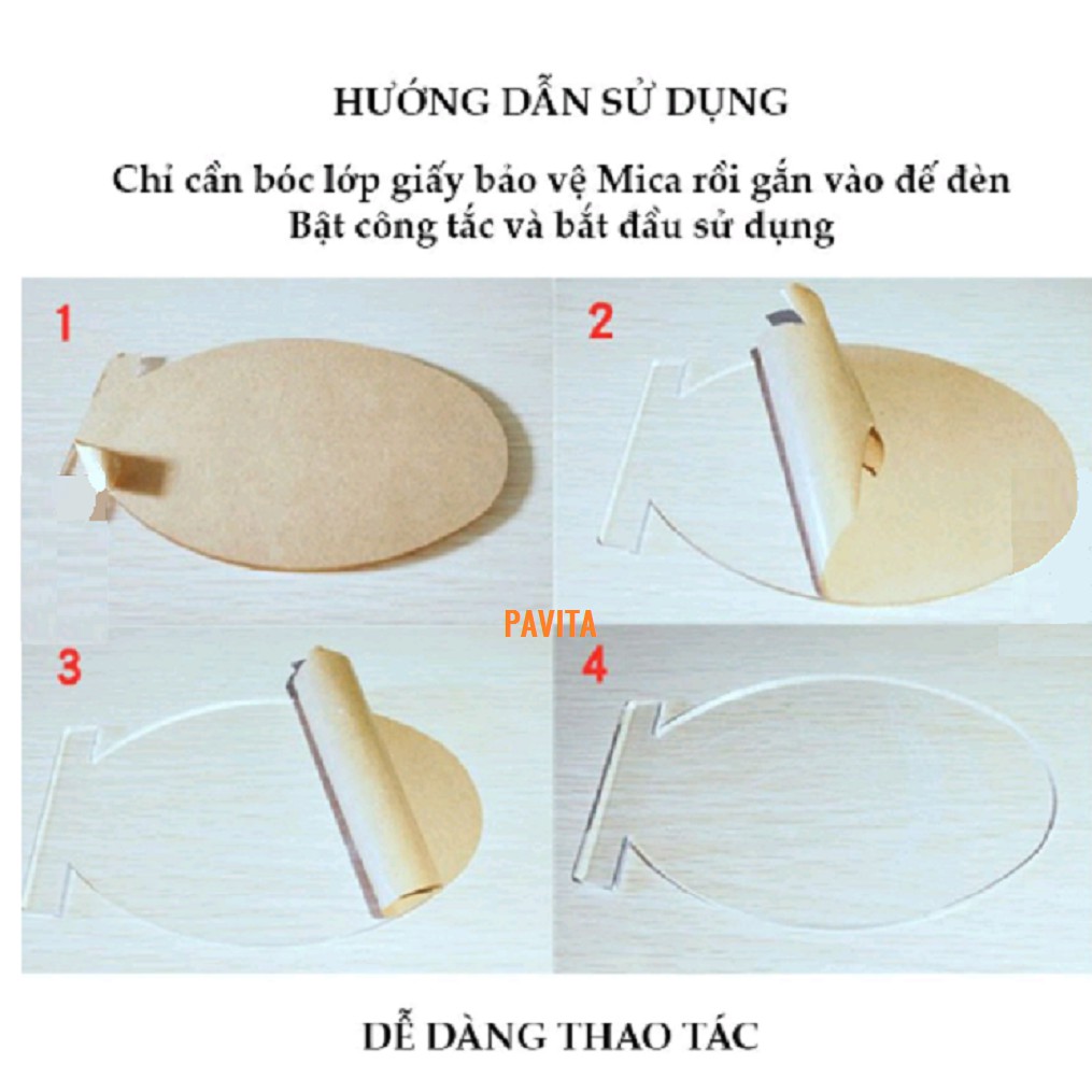 Tấm mica khắc hình PAVITA, dùng để thay thế hình trên đèn ngủ led 3d trang trí