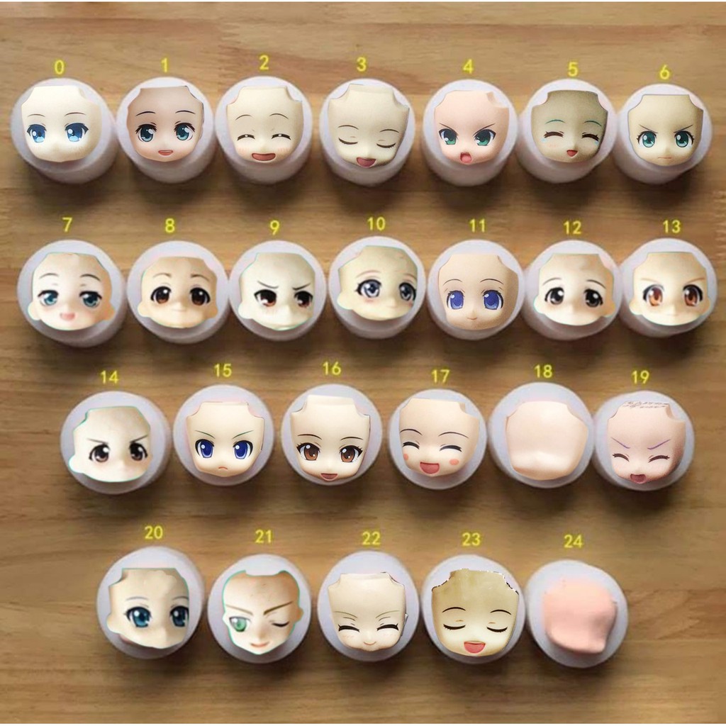 Khuôn silicone nặn đất sét mặt doll chibi bjd nendoroid