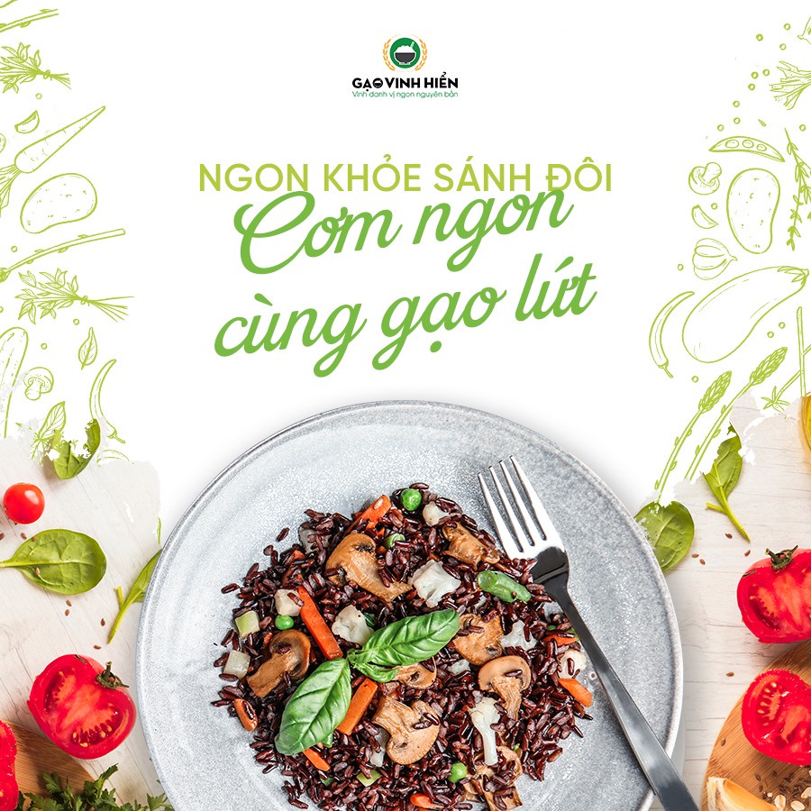 Combo 6 túi Gạo Lứt Đỏ Vinh Hiển 1kg tặng thêm 1 túi Lứt Tím 1kg - Ngọt Cơm, Dinh Dưỡng