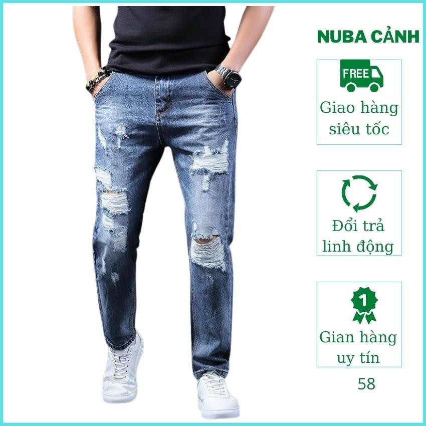 Quần jean nam màu xanh rách xước cao cấp đẹp giá rẻ,quần bò TAKA 102 | BigBuy360 - bigbuy360.vn