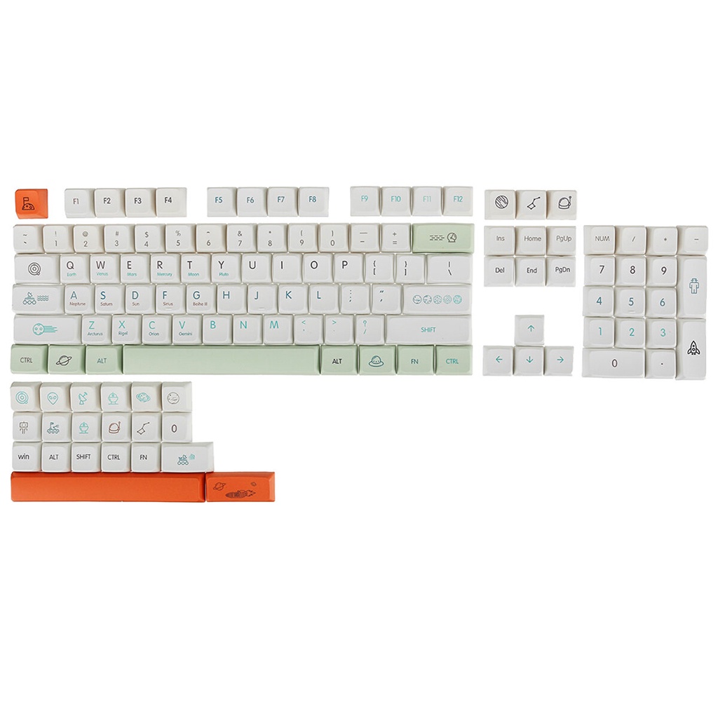 Bộ Keycap MDA PBT 125 Phím Planet Hành tinh Cực Đẹp in Dye-Sub Font chữ to ( hỗ trợ layout 61 64 68 98 )