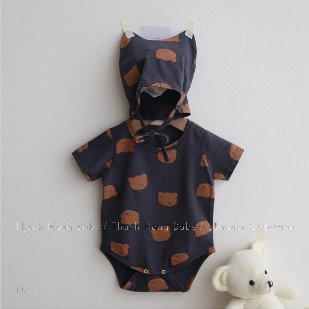 Bodysuit cho bé, body cho bé trai và bé gái thanh hằng baby 5 đến 13 kg kèm mũ hình thú siêu yêu