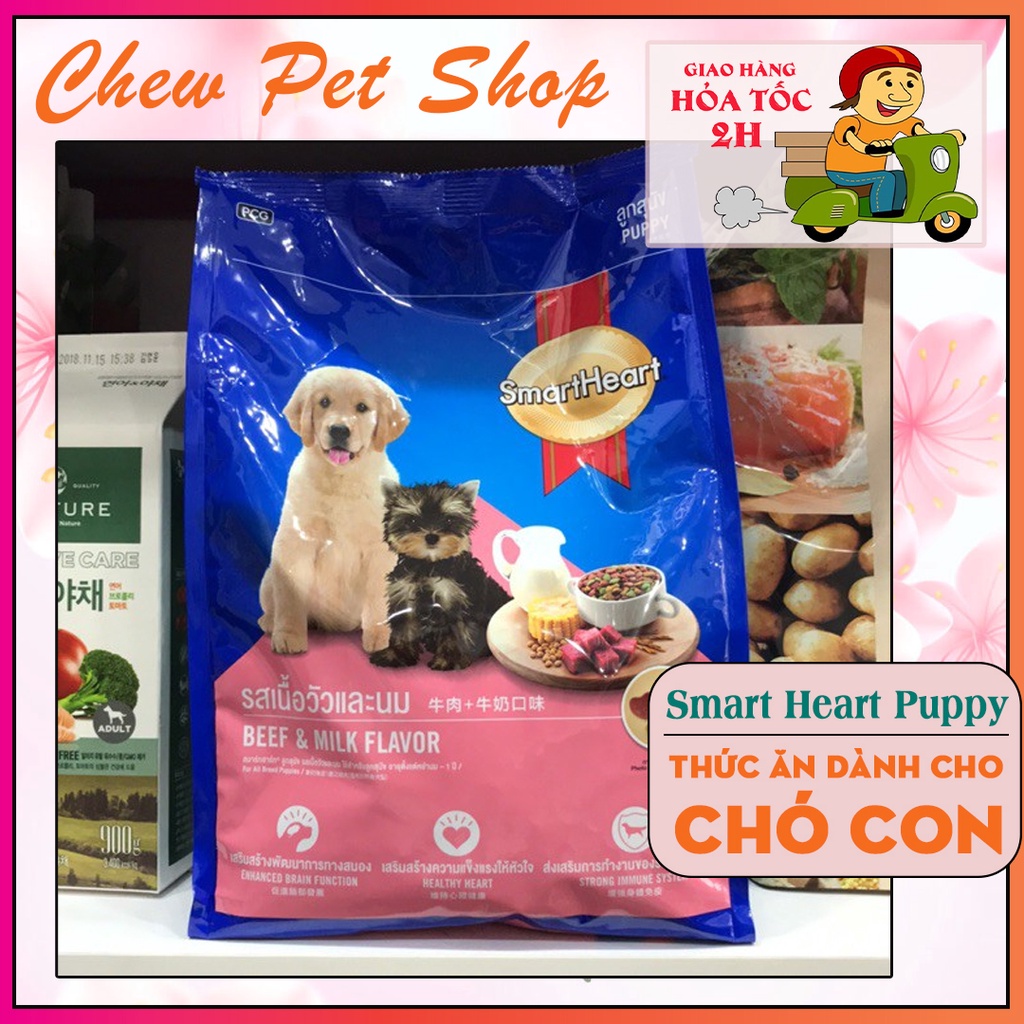 Thức ăn cho chó con Smart heart 3kg vị thịt bò và sữa