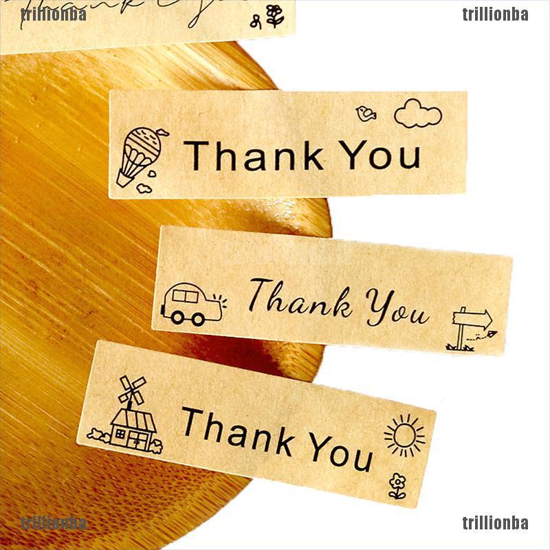 （trillionba）120pcs Kraft Thank You Stickers Creative Handmade Craft Envelope Sealing Labels