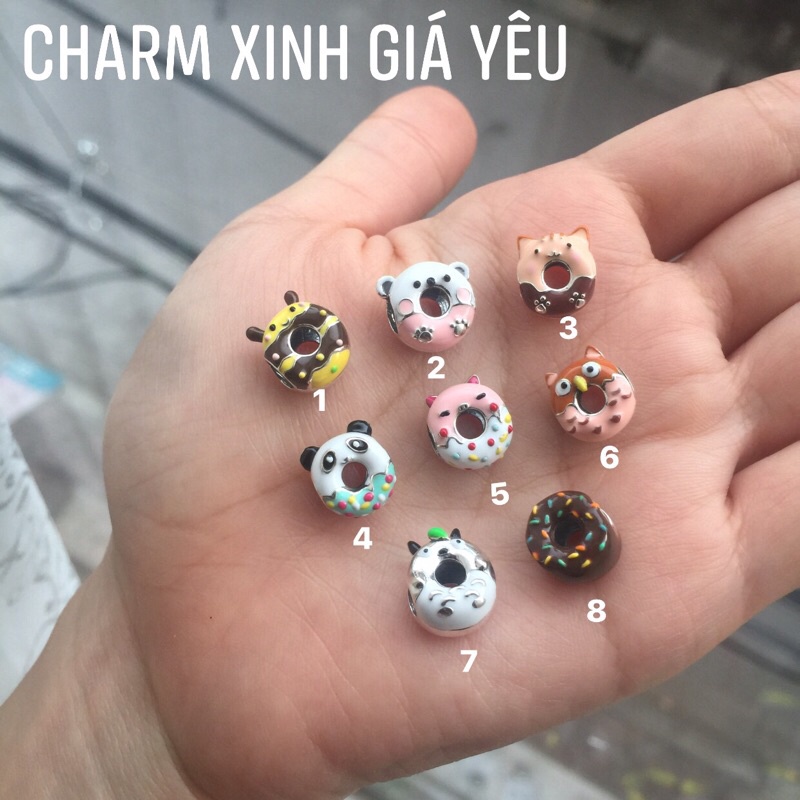 Charm bánh Donut xinh xắn cho bé yêu băng bạc 925 nhungsophie