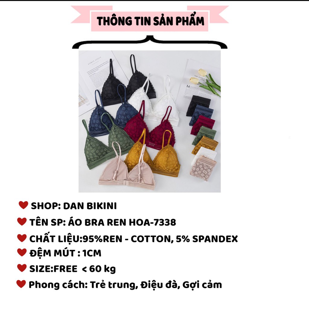 Áo Lót Nữ Không Gọng Ren Cao Cấp Nâng Ngực - Áo Bra Ren Hoa nâng vòng một gợi cảm sexy mẫu 7338 | BigBuy360 - bigbuy360.vn