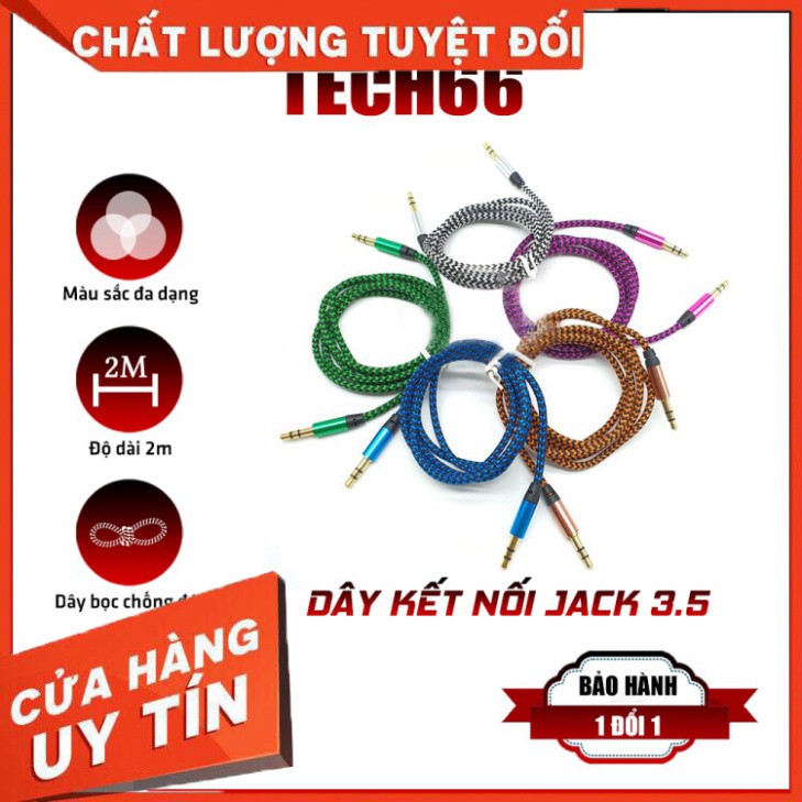 [Hàng Chính Hãng] Dây Kết Nối Video / Audio / Lấy Nhạc Chuẩn Kết Nối Jack 3.5, Dây Dài 1M Nhiều Màu Sắc Và Được Bọc Dù