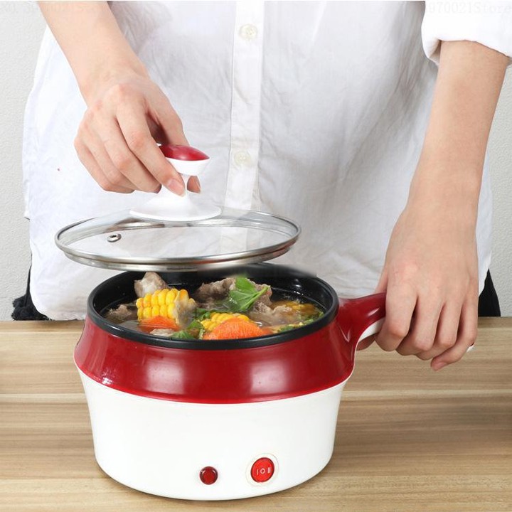 HÀNG MỚI VỂ Nồi lẩu mini đa năng có tay cầm tặng kèm xửng hấp inox br00452