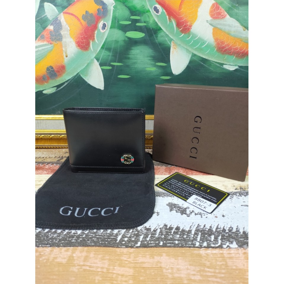 Ví Da Gucci Màu Đen Gấp Gọn Thời Trang Cao Cấp Cho Nam 8807-3