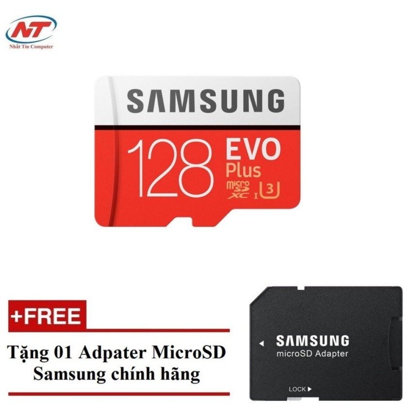 Thẻ nhớ MicroSDXC Samsung Evo Plus 128GB UHS-I U3 100MB/s (Đỏ) + Tặng Adapter Samsung