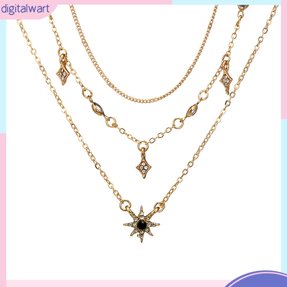 Dây chuyền nhiều lớp mặt hình ngôi sao đính đá thời trang cho nữ