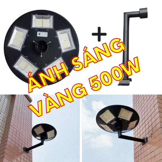 Đèn Sân Vườn Năng Lượng Mặt Trời 500W ánh Sáng Vàng Cao Cấp Siêu Sáng, 10 Khoang, pin 30.000 mah, BH đến 2 năm